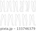 女性レッグモデル輪郭イラスト集2-16前開2。下半身の様々なポーズの輪郭イラストのセット。 133746379