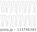 女性レッグモデル輪郭イラスト集2-11前ほぼ。下半身の様々なポーズの輪郭イラストのセット。 133746383