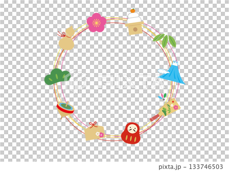 New Year's lucky circular frame 133746503