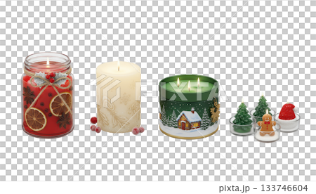 クリスマスキャンドルコレクション(背景透過) クリスマスキャンドルコレクション(背景透過) 133746604