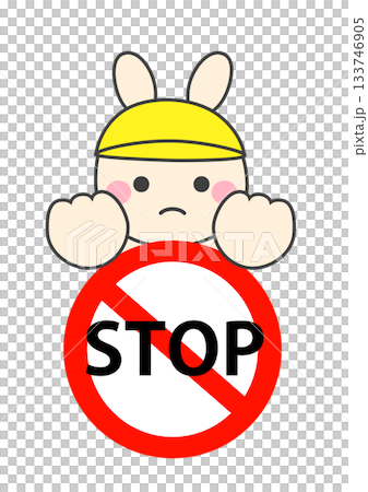 Cute rabbit illustration of a stop 133746905
