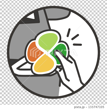 Illustration of putting an elderly mark on a car 133747105