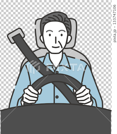 車を運転する高齢男性 133747106