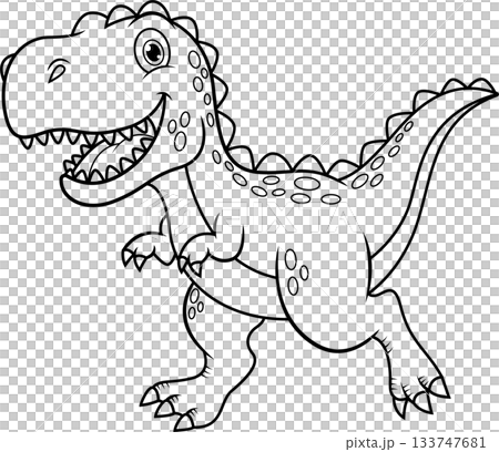 Cartoon tyrannosaurus rex line art 133747681