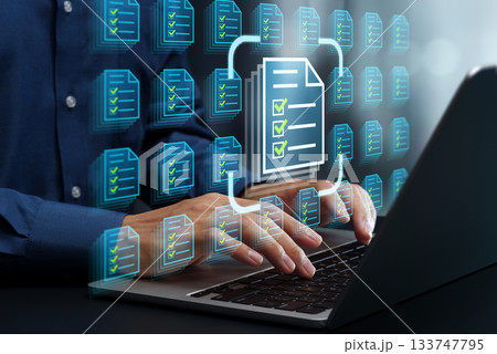 法律文書の管理システム。ビジネス文書のアーカイブと保管。承認ワークフローの自動化と記録コンプライアン 133747795