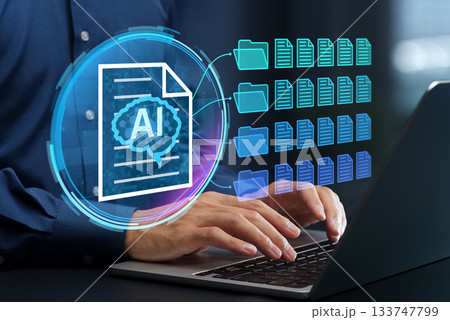 AIによるドキュメント分析と管理。ナレッジ抽出とセマンティック検索。ドキュメント分類のためにノートパ 133747799