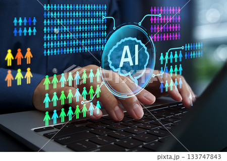 AIによる顧客セグメンテーションと顧客属性の人口統計分析。ターゲット市場とオーディエンス分析。統計デ 133747843