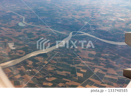 View from the plane of Po River, Ferrara, Italy View from the plane of Po River, Ferrara, Italy 133748585