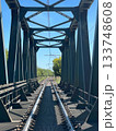 Steel train bridge in a rural area, Ferrara, Italy 133748608