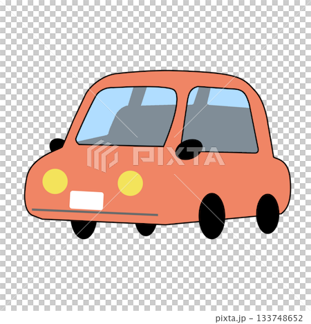 丸いフォルムでおもちゃのような赤い車 133748652