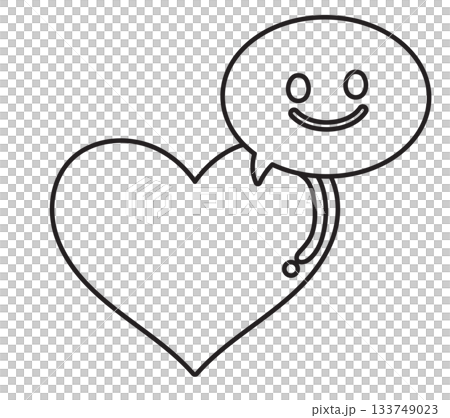 Outline of happy heart for kid colouring book, Valentine's card, love sign, symbol, stickers, tattoo, wedding card, print, cute patch, pin, brooch, February element, women empowerment, love language 133749023