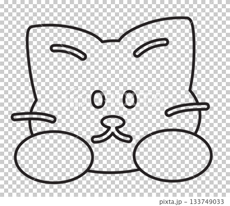 Cute outline of cat smile expression for feelings, good moof, emoji, animal decoration, kitten cartoon, cat drawing, pet shop, vet, character, comic, mascot, patch, brooch, adopt and rescue, colouring 133749033