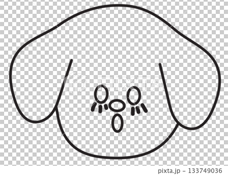 Puppy surprised expression outline for dog cartoon, character, colouring book, sketch, comic, emoji, mood, emotion, emotion, feeling, zoo, pet shop, vet, animal, sticker, icon, dog face shape, patch 133749036