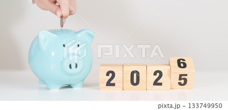 2025 end year to Happy New Year 2026 with piggy bank. Resolution, Goals, Plan, Action, Money Saving, Retirement fund, Pension, Investment and Financial concepts 2025 end year to Happy New Year 2026 with piggy bank. Resolution, Goals, Plan, Action, Money Saving, Retirement fund, Pension, Investment and Financial concepts 133749950