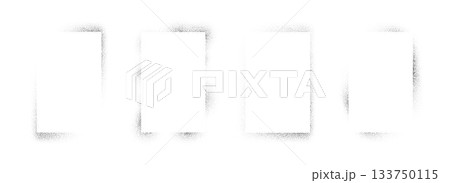 Sprayed noise rectangle frame set. Black dotted grain border collection. Stippled gradient boarder bundle for banner, poster, text box, template. Vector rough spray stencil graffiti effect frames 133750115