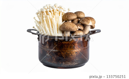 秋の味覚、きのこ鍋 133750251
