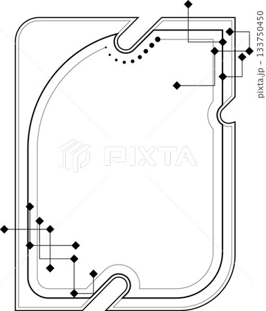 サイバーパンク風シンプル線画フレームイラスト素材 サイバーパンク風シンプル線画フレームイラスト素材 133750450