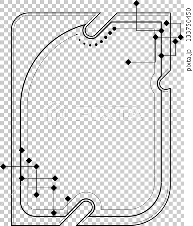 サイバーパンク風シンプル線画フレームイラスト素材 サイバーパンク風シンプル線画フレームイラスト素材 133750450