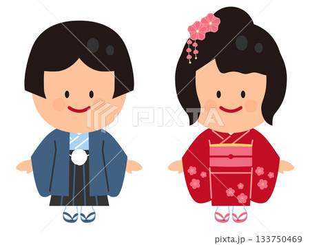 着物を着た子供のイラスト 133750469