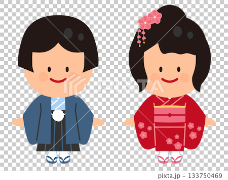着物を着た子供のイラスト 133750469