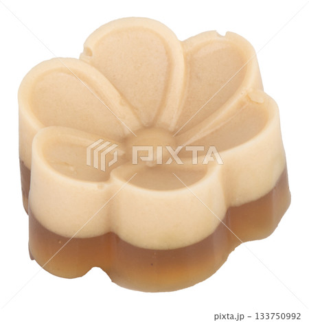 Flower shaped coconut jelly on white background Flower shaped coconut jelly on white background 133750992