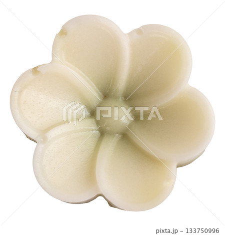 Flower shaped coconut jelly on white background 133750996