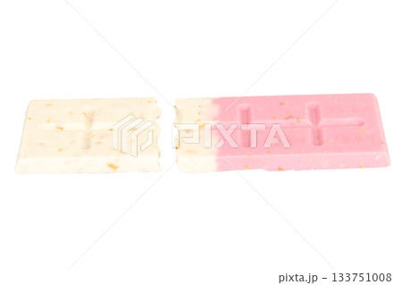 Chocolate broken milk flavor pink white on white background Chocolate broken milk flavor pink white on white background 133751008