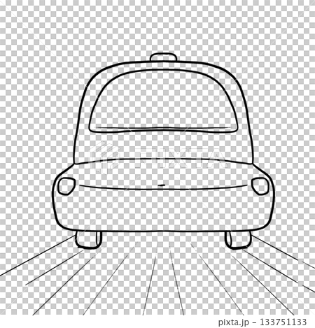 Cartoon simple car on a road isolated front view outline illustration Cartoon simple car on a road isolated front view outline illustration 133751133