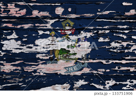 Flag of Maine on a wooden board 133751906