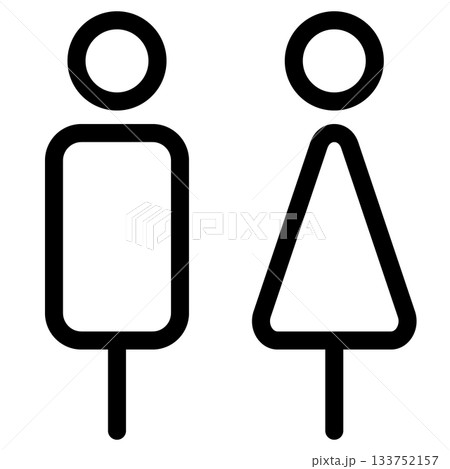 トイレのシンプルでスタイリッシュな線画アイコン、案内板 133752157
