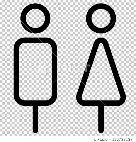 トイレのシンプルでスタイリッシュな線画アイコン、案内板 133752157