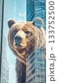 Gigantic grizzly bear gazes through high-rise window, blending nature with urban life 133752500