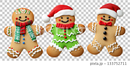 Christmas gingerbread man cookie decorated with icing. Christmas gingerbread man cookie decorated with icing. 133752711