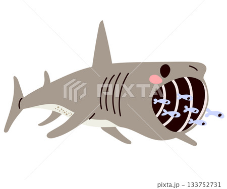 Basking Shark Cartoon Vector Illustration 133752731