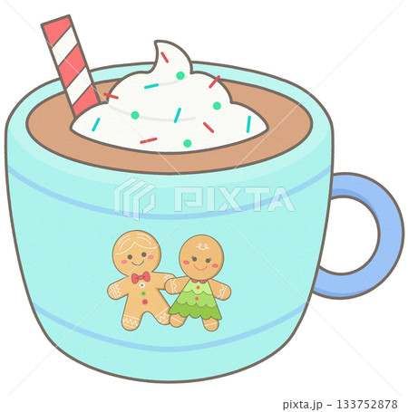 Winter Christmas warmth hot chocolate with whipped cream 133752878