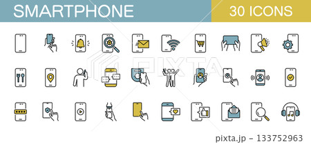 スマートフォンに関するアイコンセット　カラー 133752963