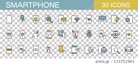 スマートフォンに関するアイコンセット　カラー 133752963