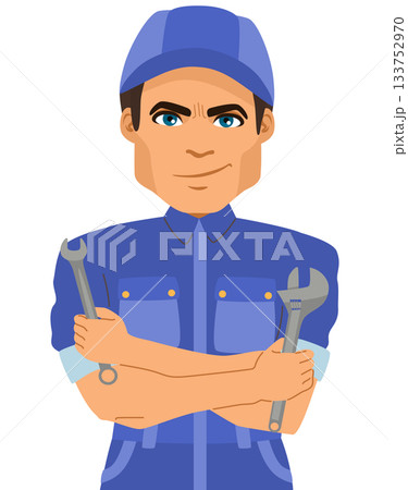 Handyman Holding Tools Cartoon Vector Illustration 133752970