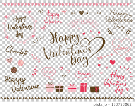 バレンタインのバナーや広告チラシで使えるグラフィック素材 133753062