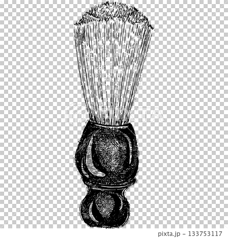 Monochrome illustration of a shaving brush 133753117