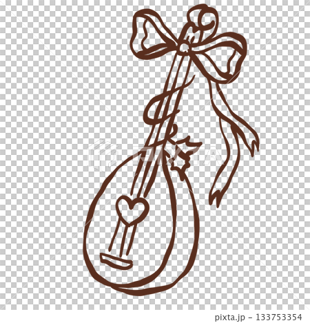 Whimsical castlecore lute wrapped in festive ribbon with holly accents for enchanting cozy winter moments Whimsical castlecore lute wrapped in festive ribbon with holly accents for enchanting cozy winter moments 133753354