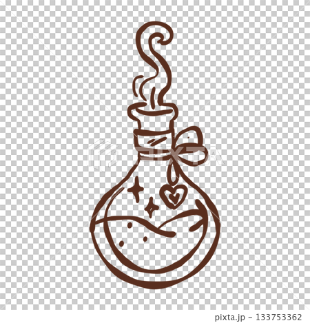 Whimsical winter potion bottle with swirling steam heart charm and sparkling accents for magical cozy castlecore aesthetic 133753362