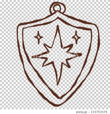Magical star shield ornament line art illustration with glowing celestial accents perfect for fantasy themed winter projects and charming holiday decorations 133753374