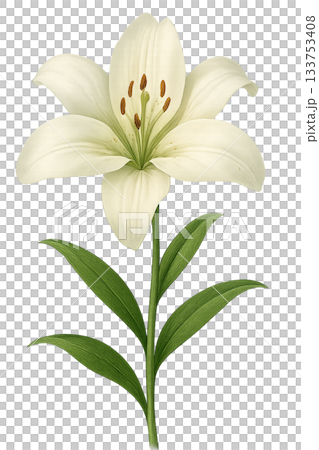 Lily flower simple illustration (transparent background PNG) 133753408