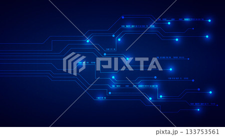 Abstract Blue Technology Background Glowing Circuit Lines Digital Data Numbers Vector Illustration Abstract Blue Technology Background Glowing Circuit Lines Digital Data Numbers Vector Illustration 133753561