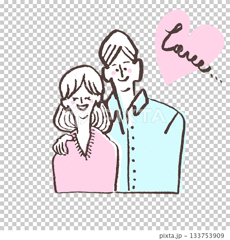 Illustration of a friendly young couple/married couple Illustration of a friendly young couple/married couple 133753909
