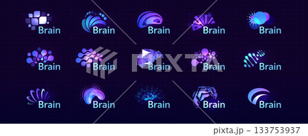 Brain Logo Icon Smart Digital Transformation Symbol AI Artificial Intelligence Computer Neural Science Research Technology. Abstract Creative Future Brains Set Logos Purple Color. Vector Illustration Brain Logo Icon Smart Digital Transformation Symbol AI Artificial Intelligence Computer Neural Science Research Technology. Abstract Creative Future Brains Set Logos Purple Color. Vector Illustration 133753937
