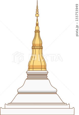 Illustration of Phra That Kham Kaen, a stupa in Khon Kaen province, Thailand. 133753949
