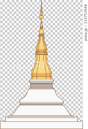 Illustration of Phra That Kham Kaen, a stupa in Khon Kaen province, Thailand. 133753949