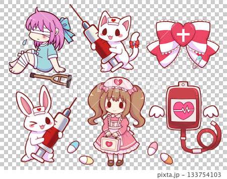 Cute medical illustration set 133754103